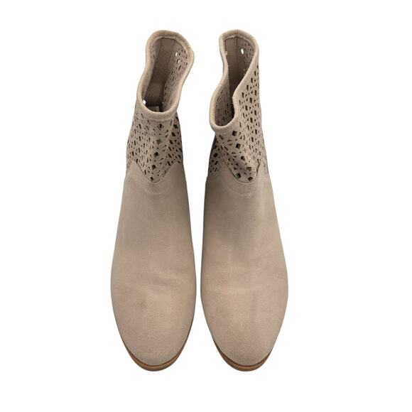 MICHAEL Michael Kors Sunny Neutral Suede Leather Laser Cut Pull On Bootie Boots - Picture 3 of 12